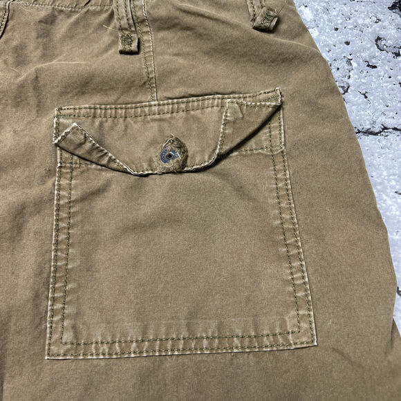 EVER Hiking Shorts 11" Raw Hem SIZE S Green Brown Drawstring Cotton Made USA - Picture 12 of 12